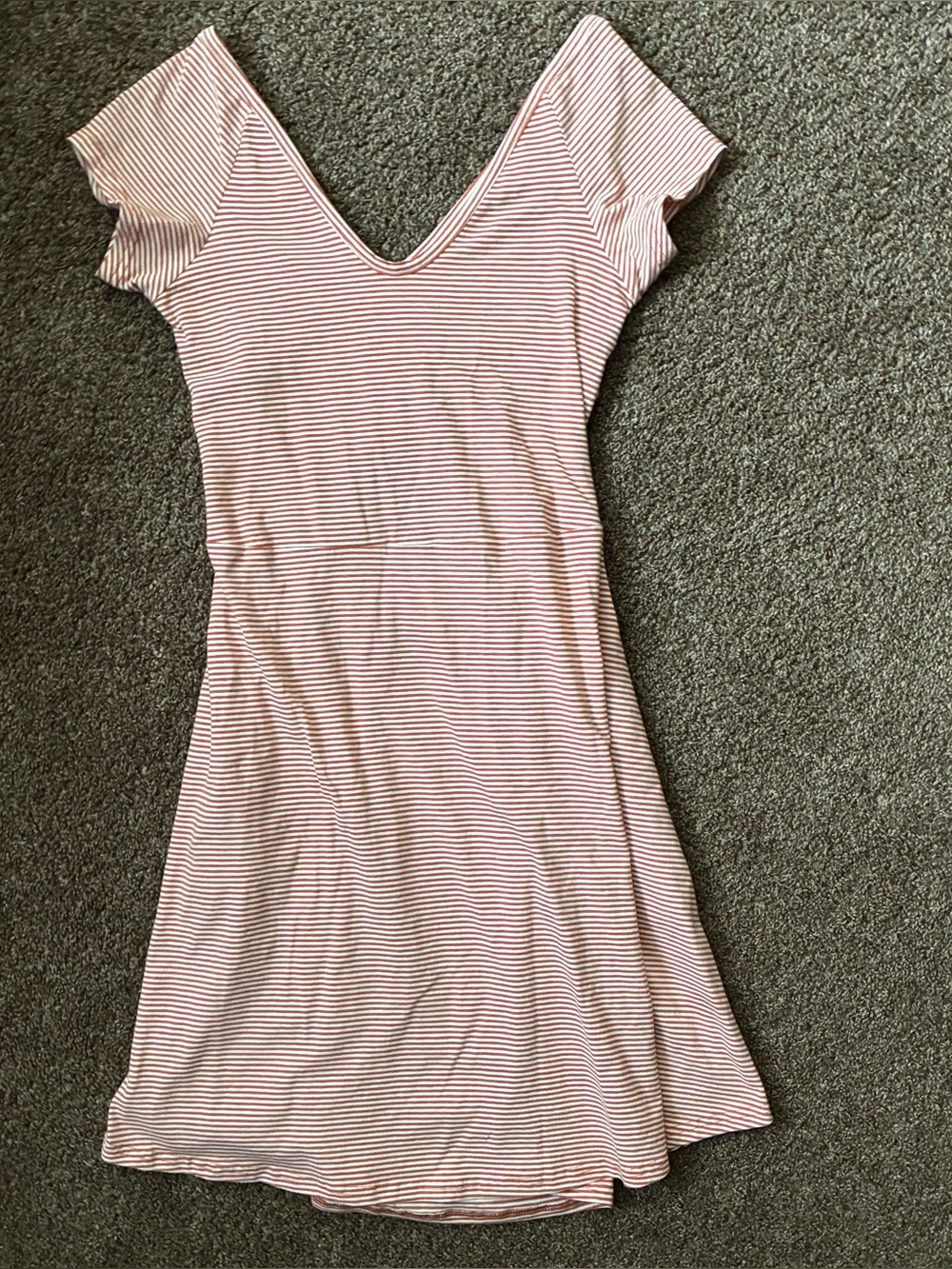 Pact Organic Fit Flare Mini Dress Open Back, Medium, White And Orange